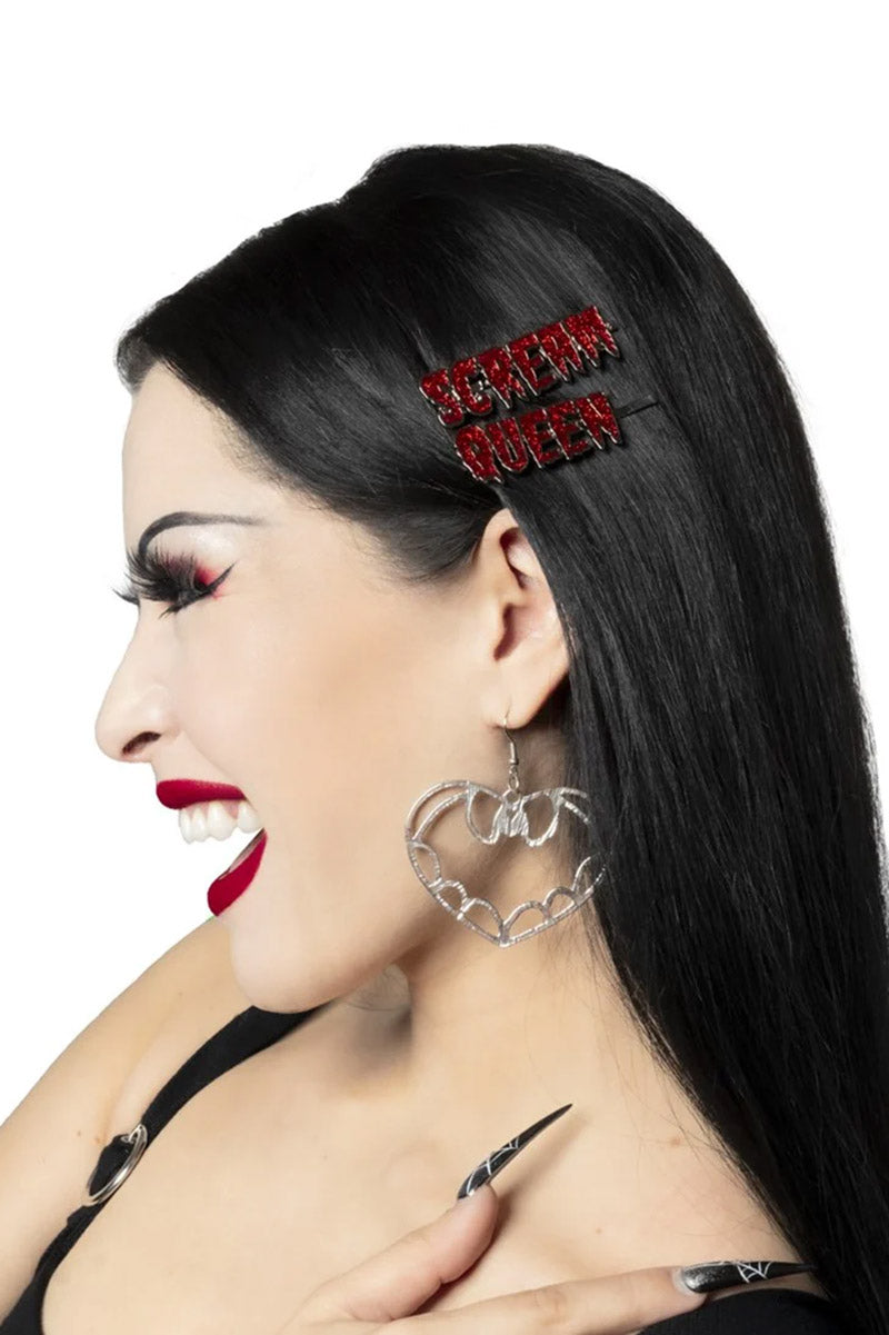 Scream Queen Glitter Text Hair Slides