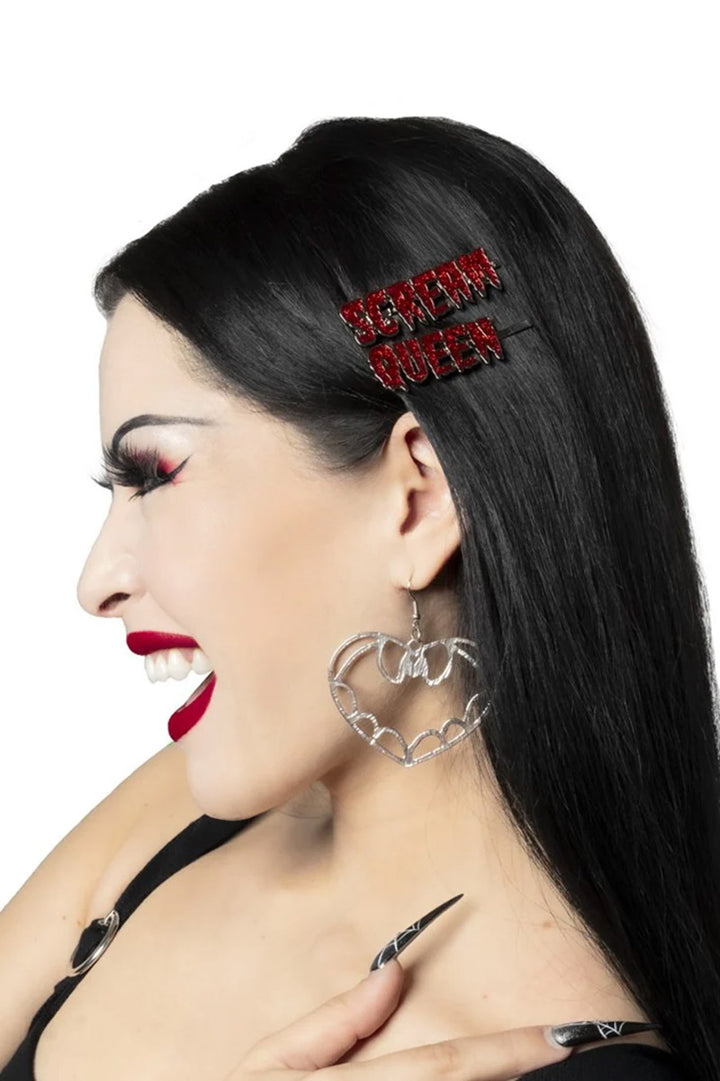 Scream Queen Glitter Text Hair Slides