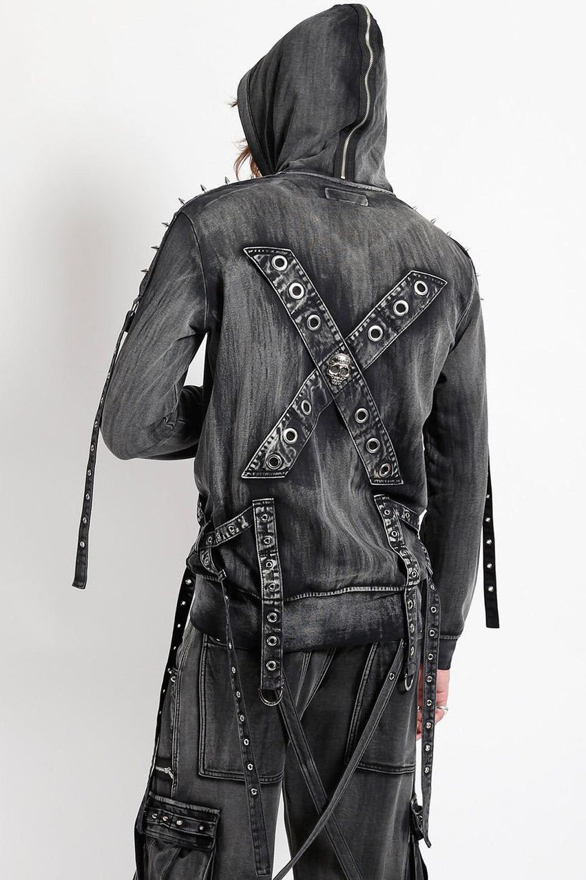mens skull hoodie with spikes
