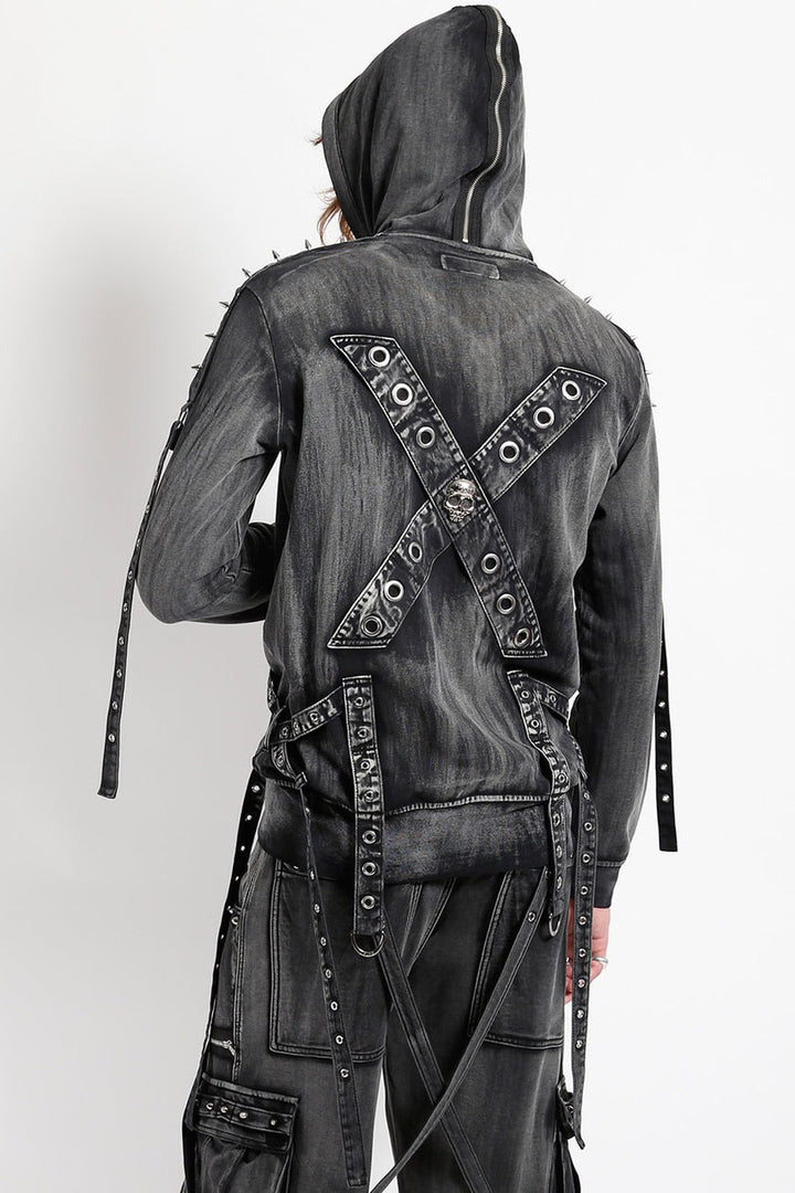 mens skull hoodie with spikes