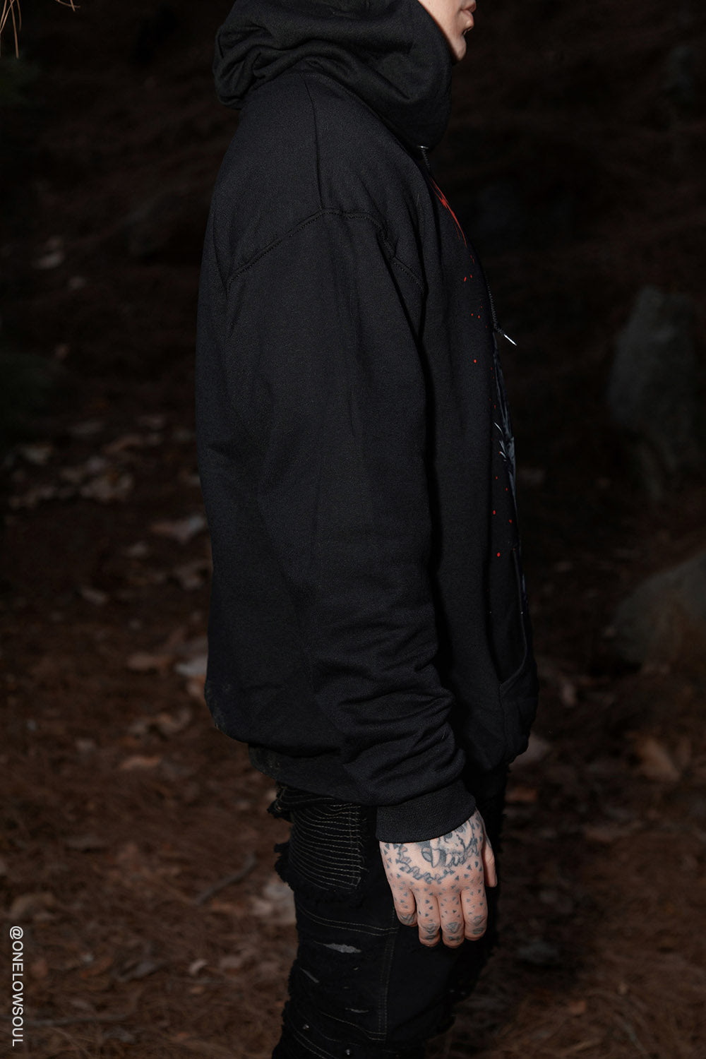 black cotton gothic hoodie