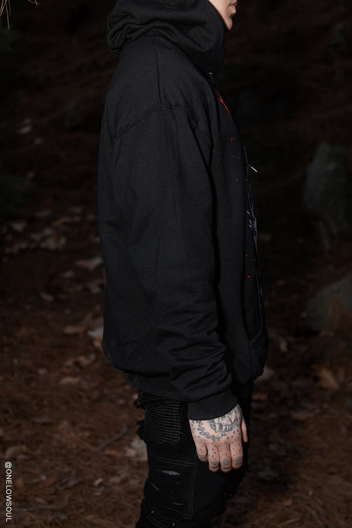 black cotton gothic hoodie