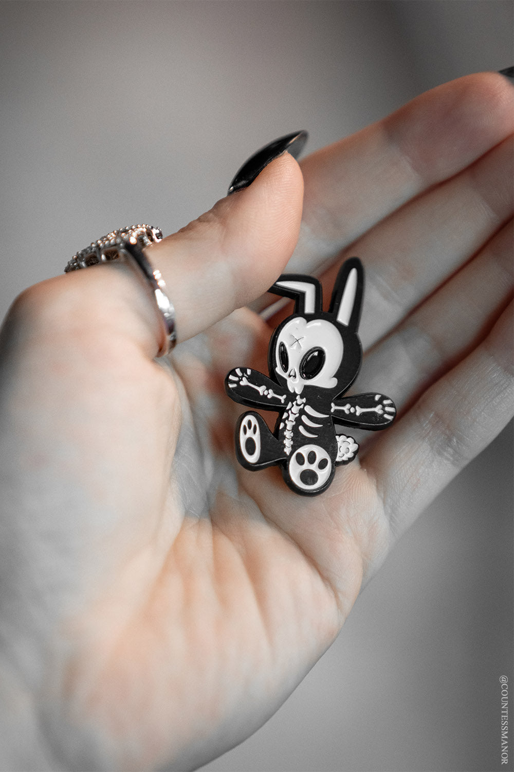 skeleton bunny rabbit pin