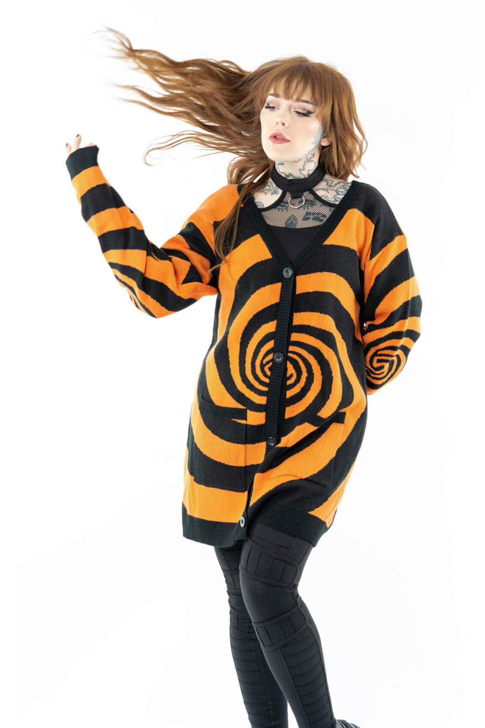 Hypno Cardigan [Black/Orange] – VampireFreaks