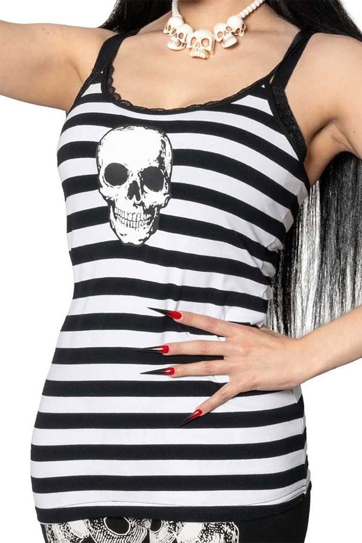 emo y2k striped tank top