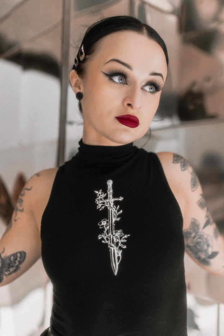 goth crop tank top