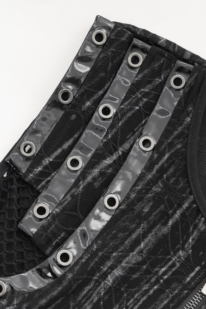 mens cyberpunk eyelet vegan leather tank top