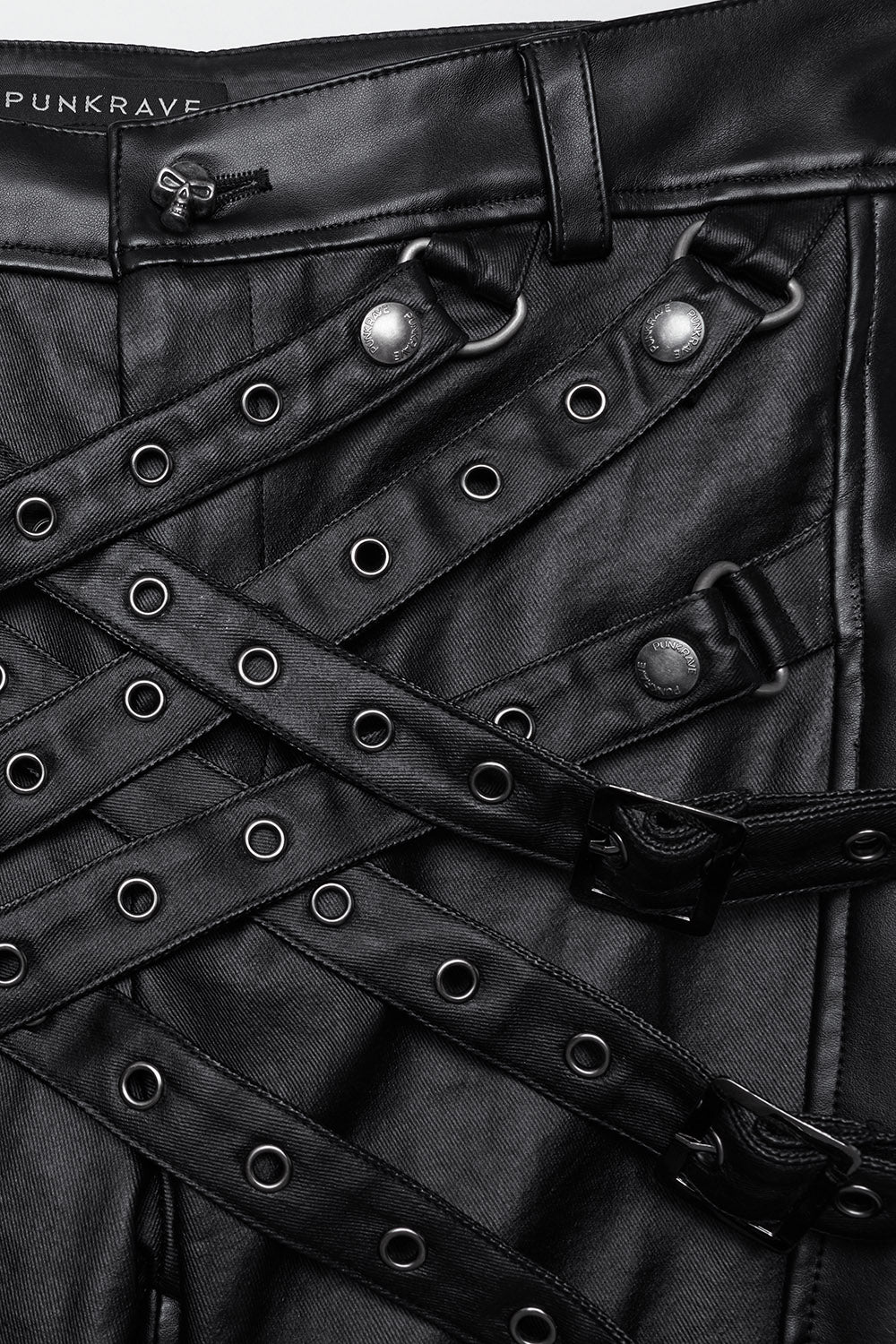 studded buckle strap gothic jeans