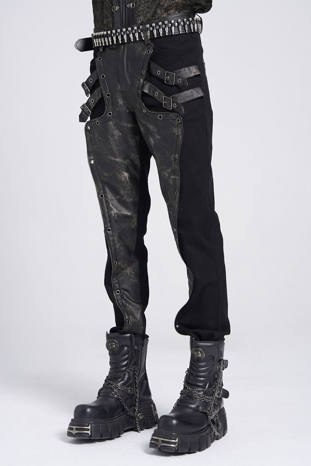 mens buckled vegan leather grunge goth pants