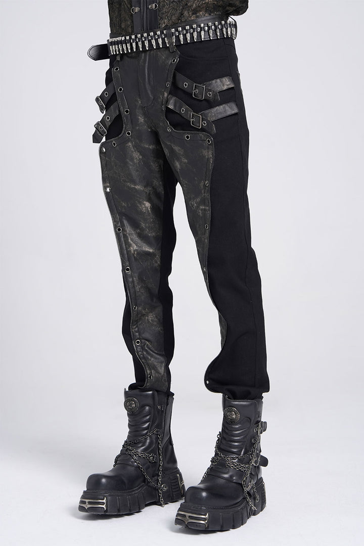 mens buckled vegan leather grunge goth pants