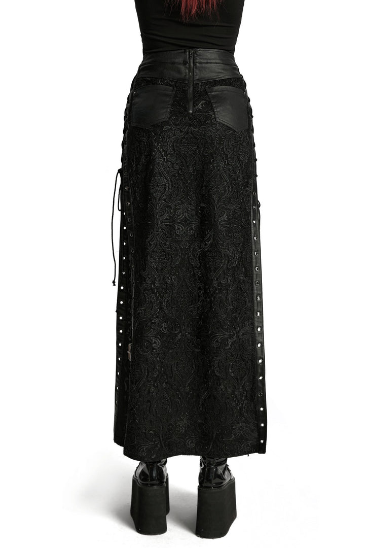 punk rave studded buckle  maxi skirt with pockets