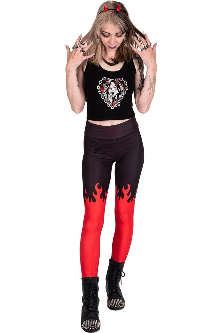 Red Hot Fire High Waist Leggings