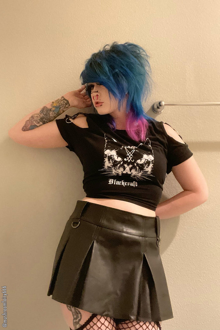gothic girl wearing fishnets