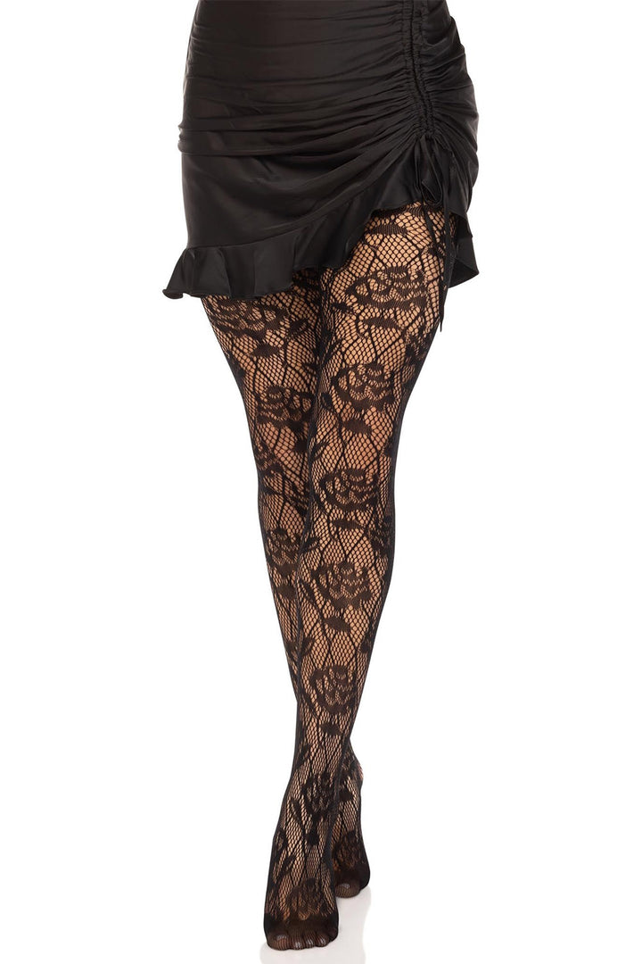 womens rose fishnet tights by leg avenue