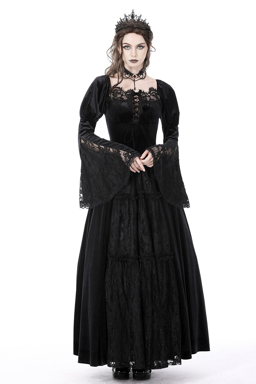 Morose Velvet Victorian Maxi Dress