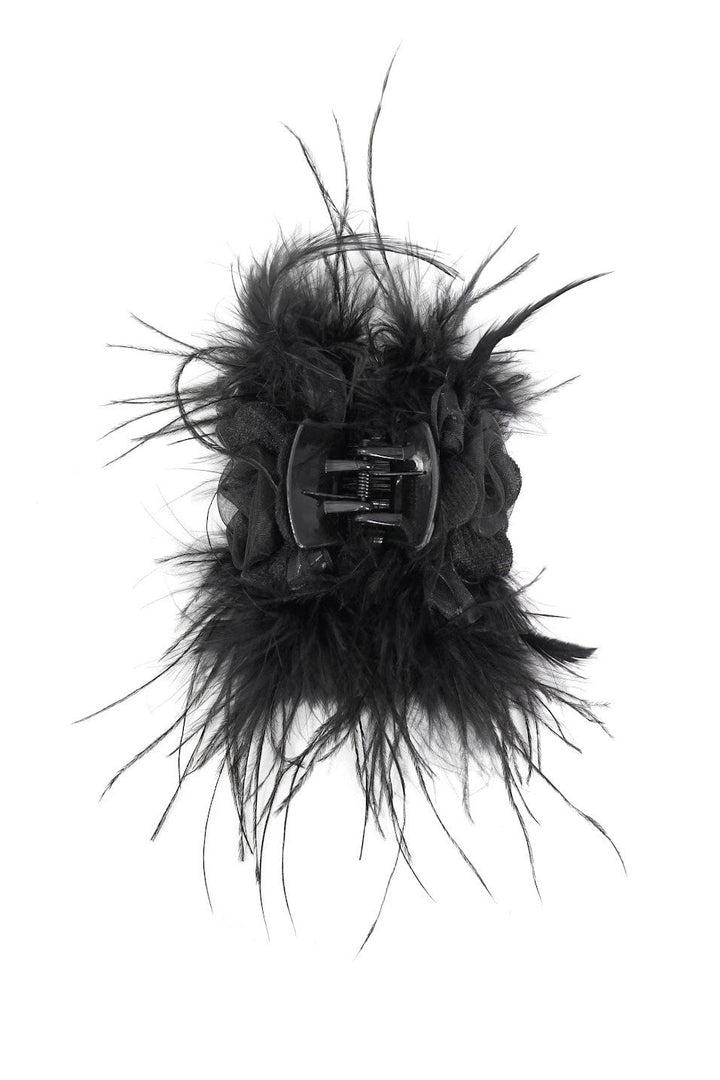 Floral Feathered Hair Claw - hats & scarves & headwear - VampireFreaks - Devil Fashion