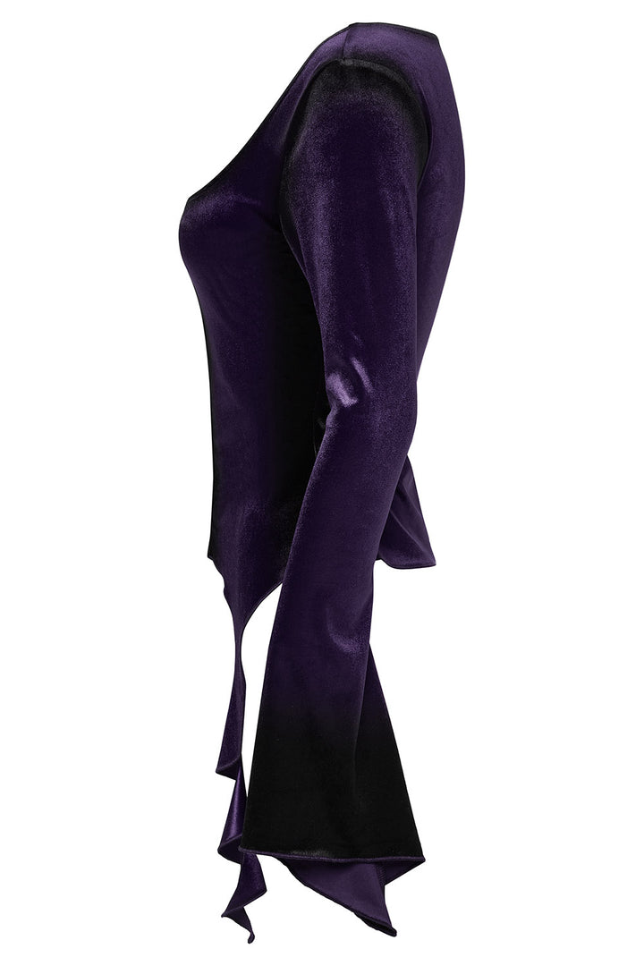 womens flared sleeve velvet witch shirt