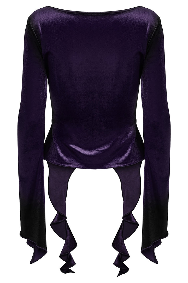 whimsigoth long sleeve flared witchy blouse