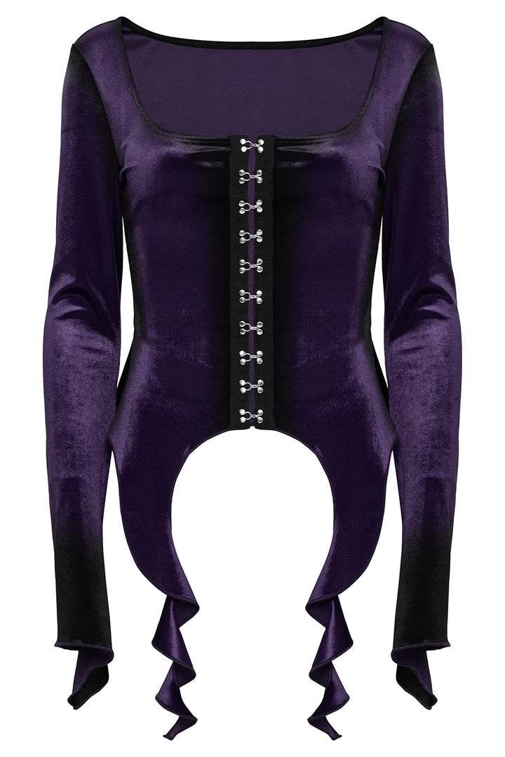 flared long sleeve witchy tattered hem top