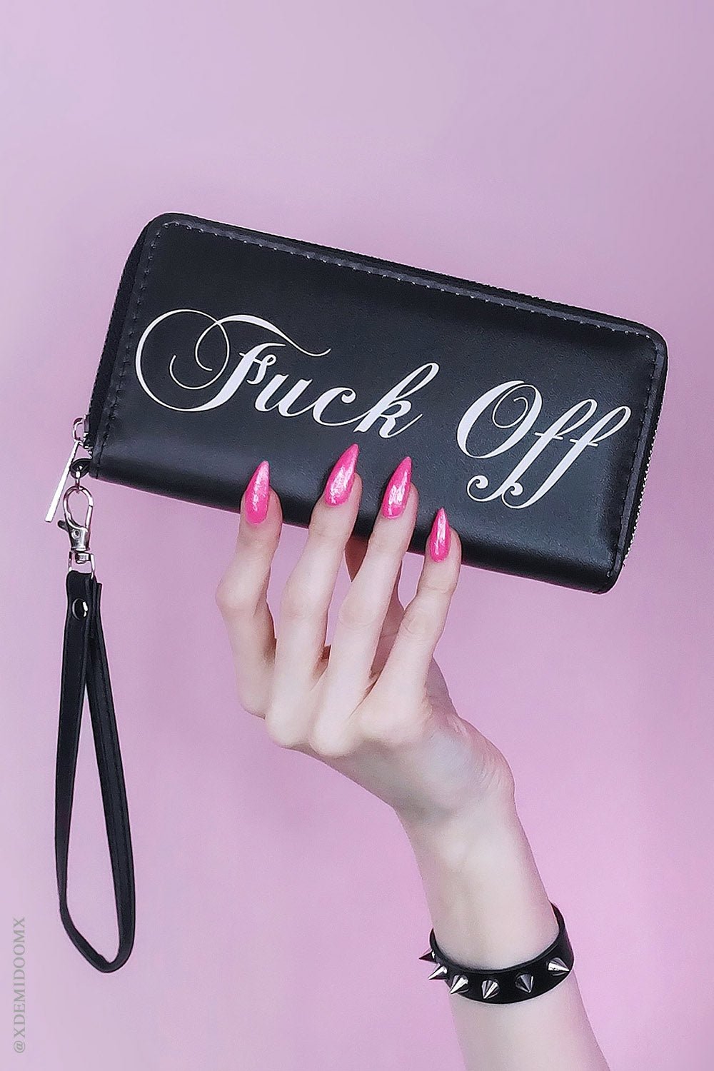 Men’s Bifold Wallet – PU Leather, “Fuck Off” Stripe Design, Black/Gray/Red - View #5