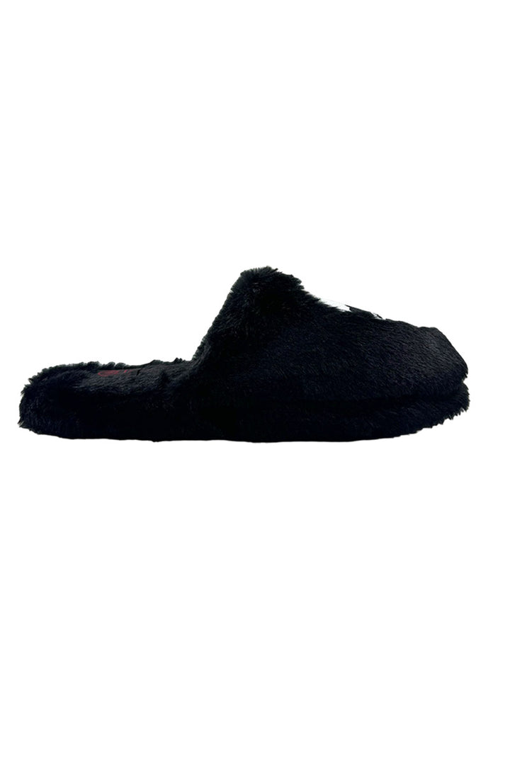 womens black gothic skull slippers