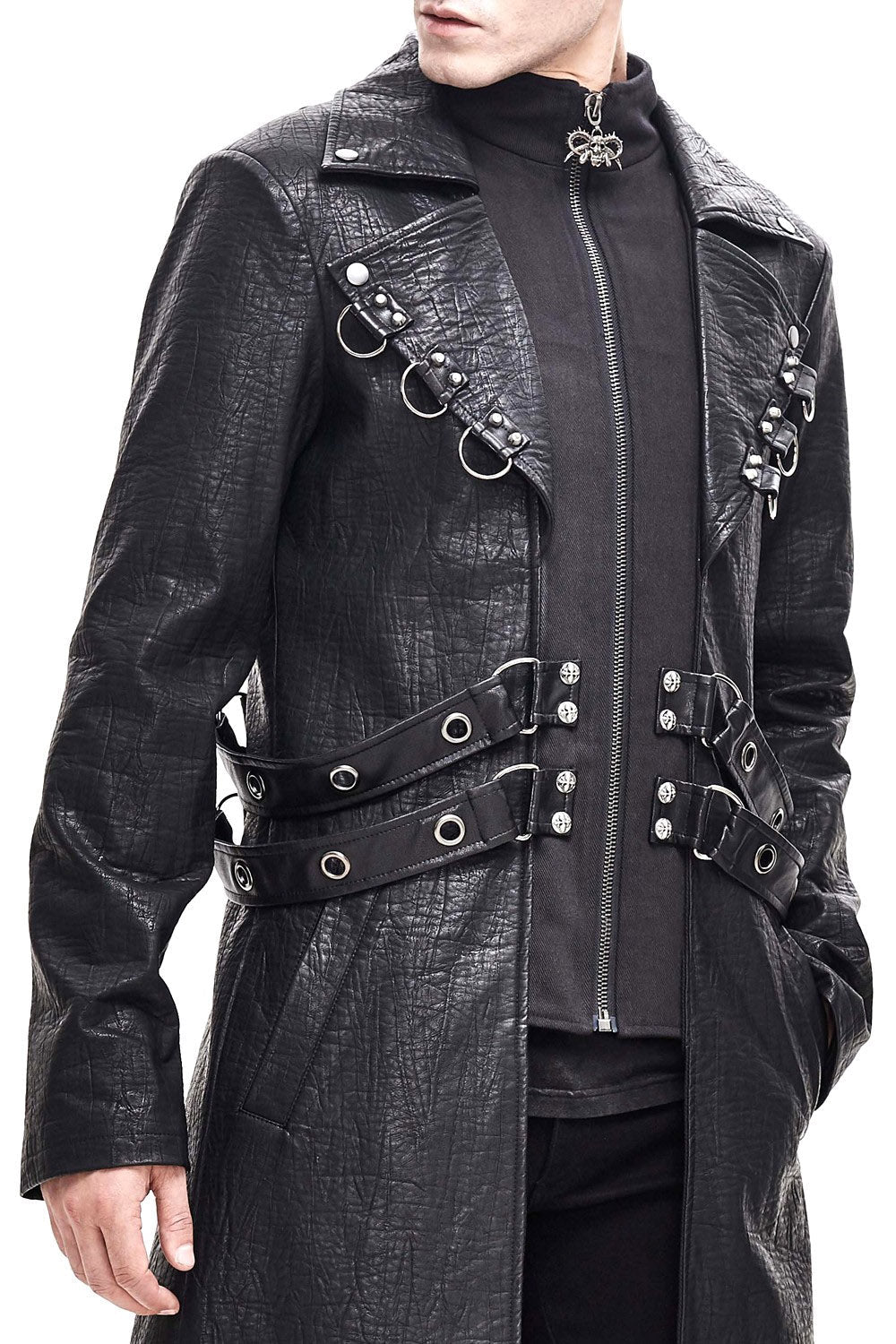 Gothic leather trench coat online