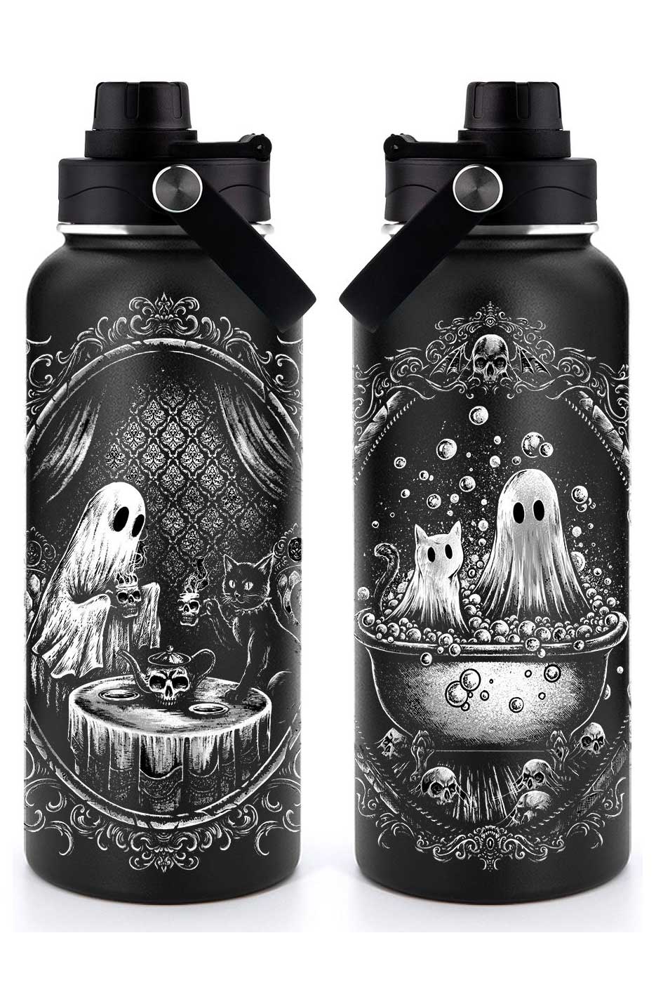 stainless steel ghost water bottle with lid