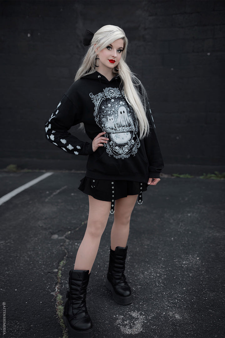 creepy cute ghost and cat hoodie jacket