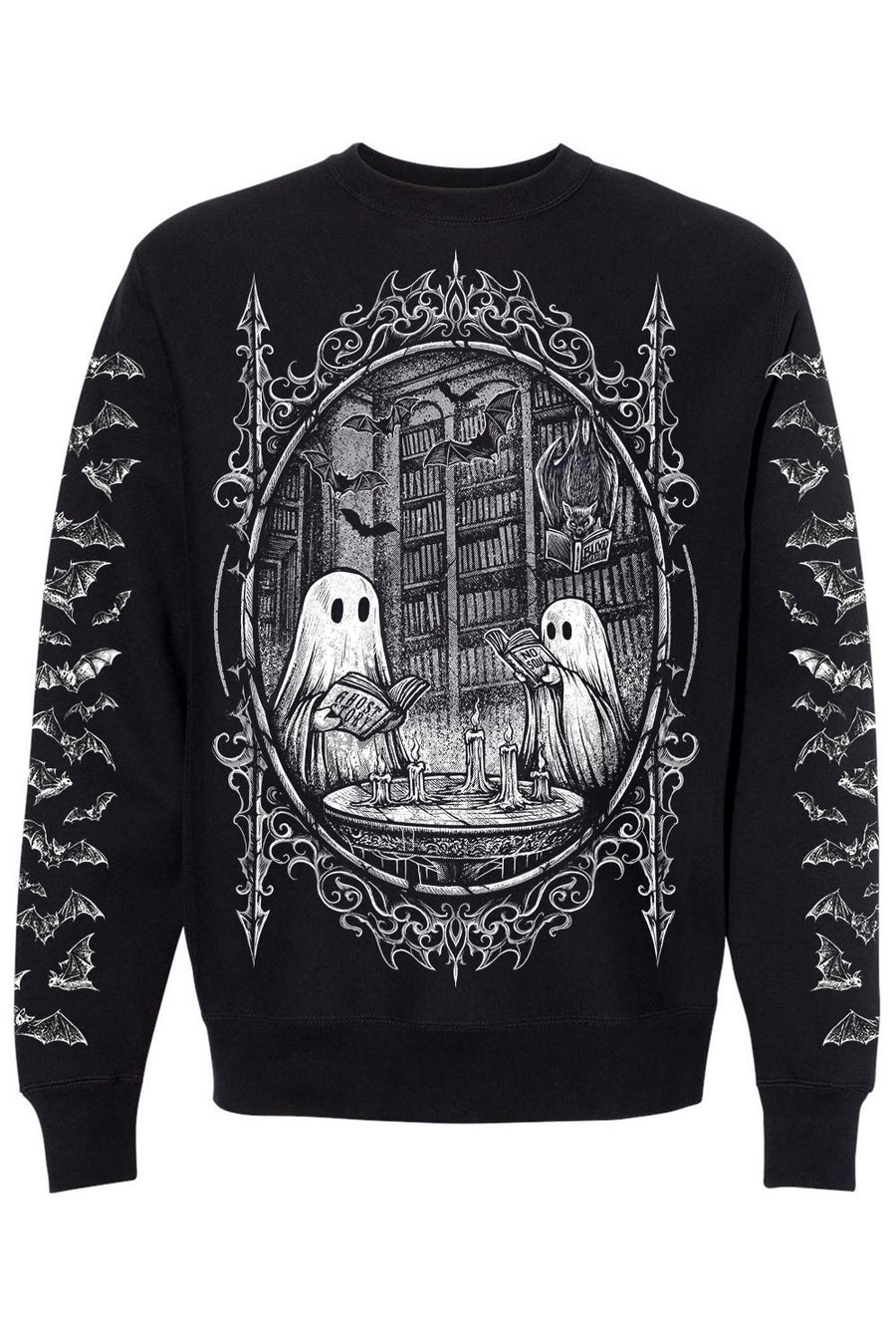 ghost sweater with vampire bat sleeves