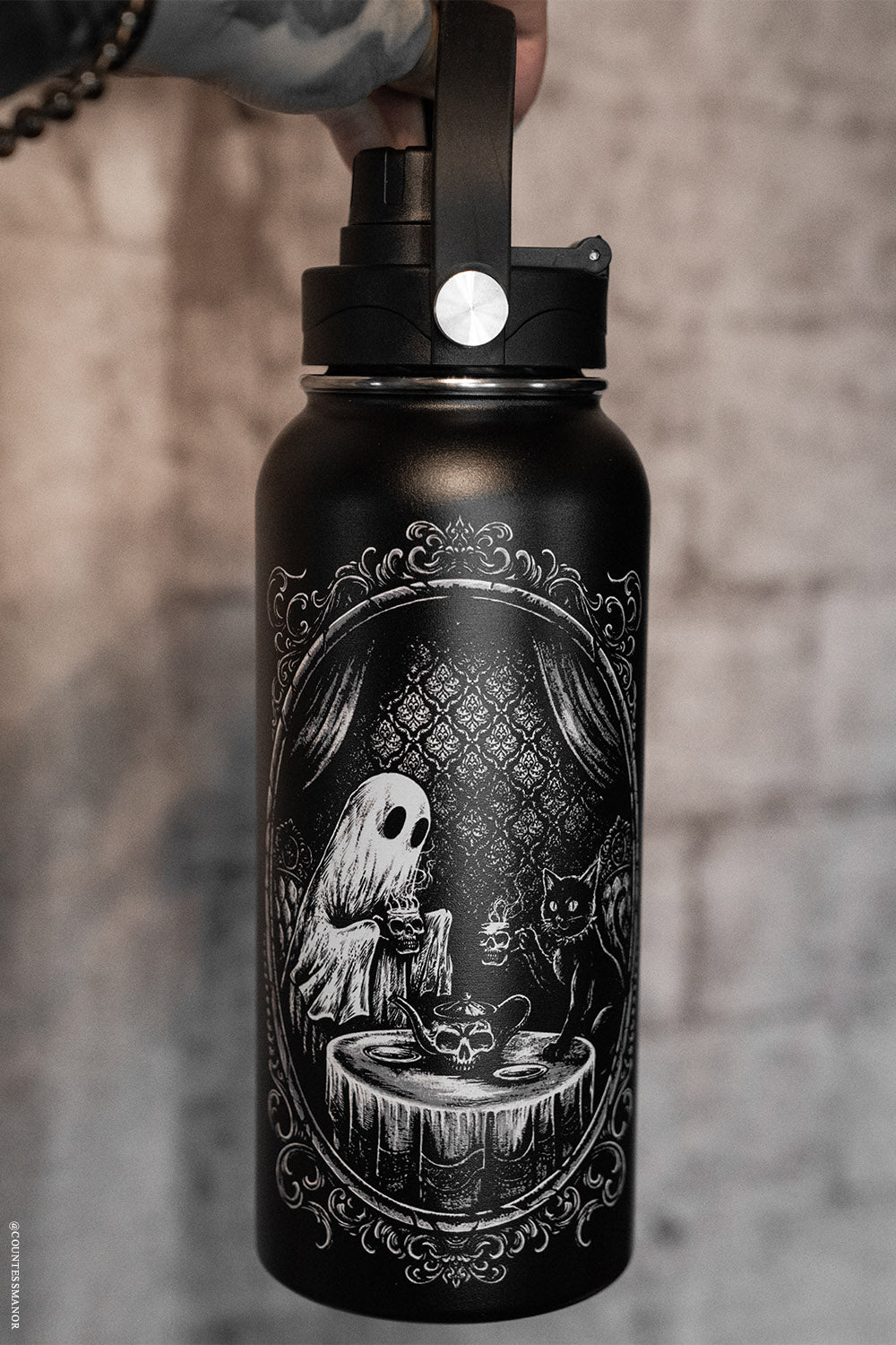 victorian gothic teatime ghost water bottle
