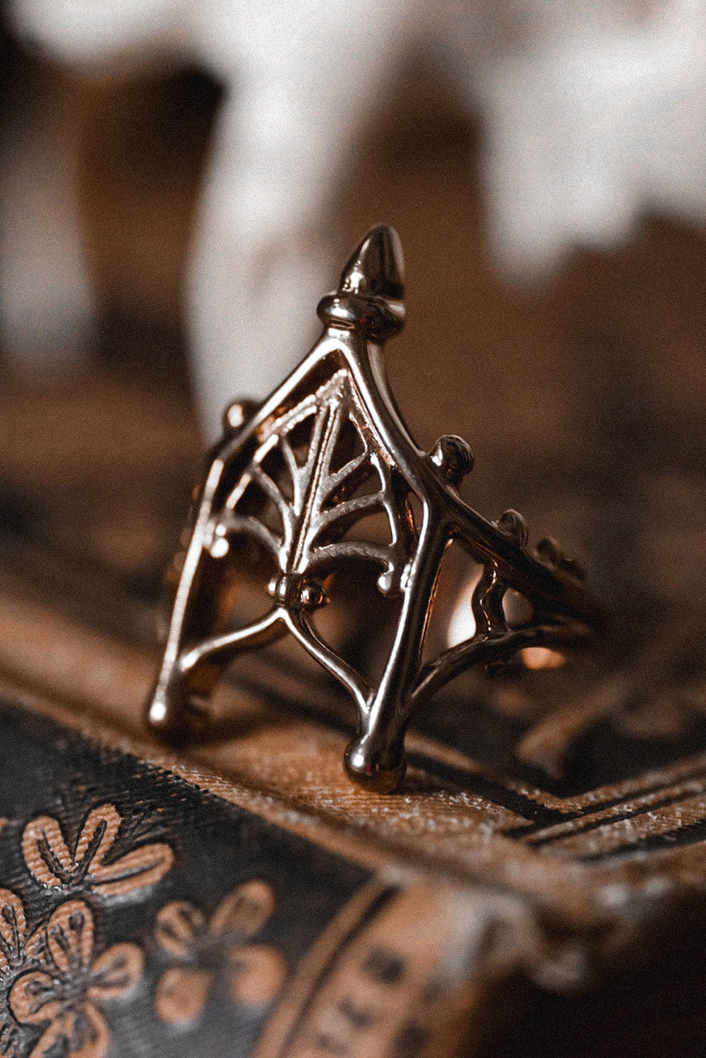 beautiful golden goth ring