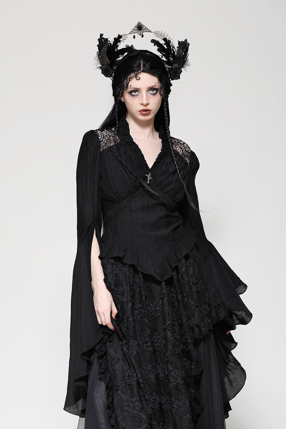 ruffled hem gothic top