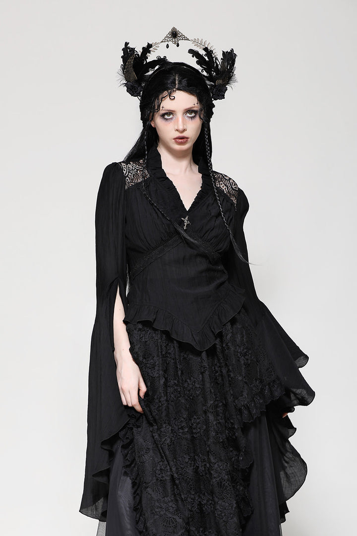 ruffled hem gothic top