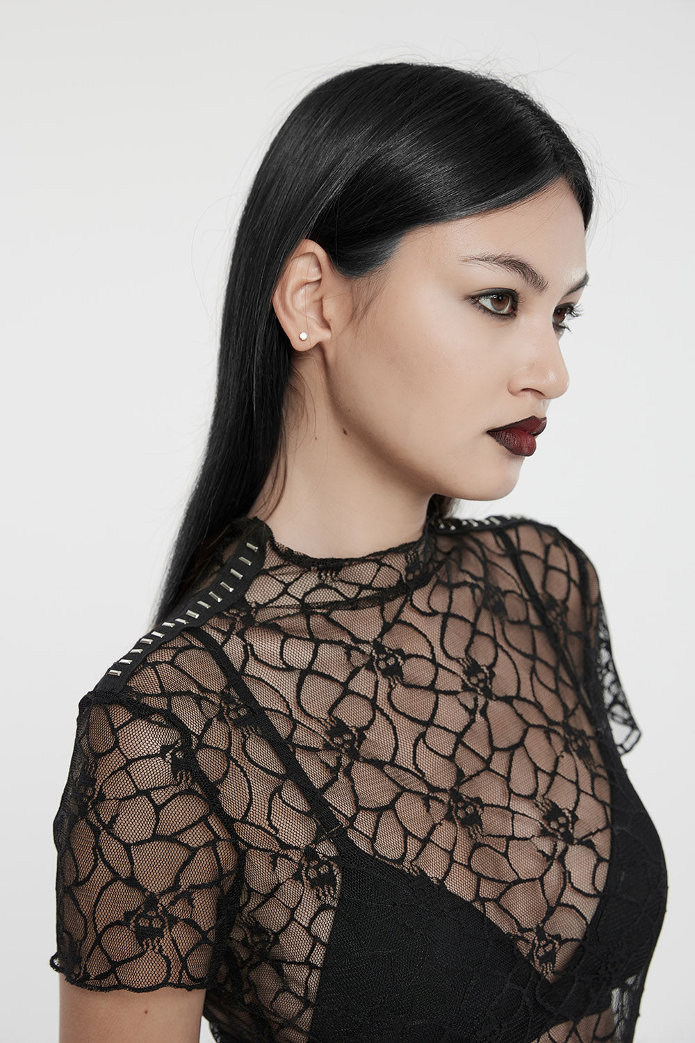 black mesh turtleneck top