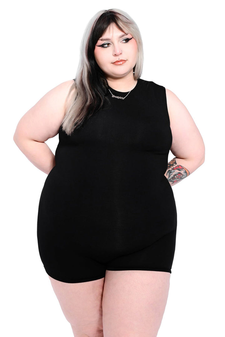 womens plus size gothic bodysuit with shorts