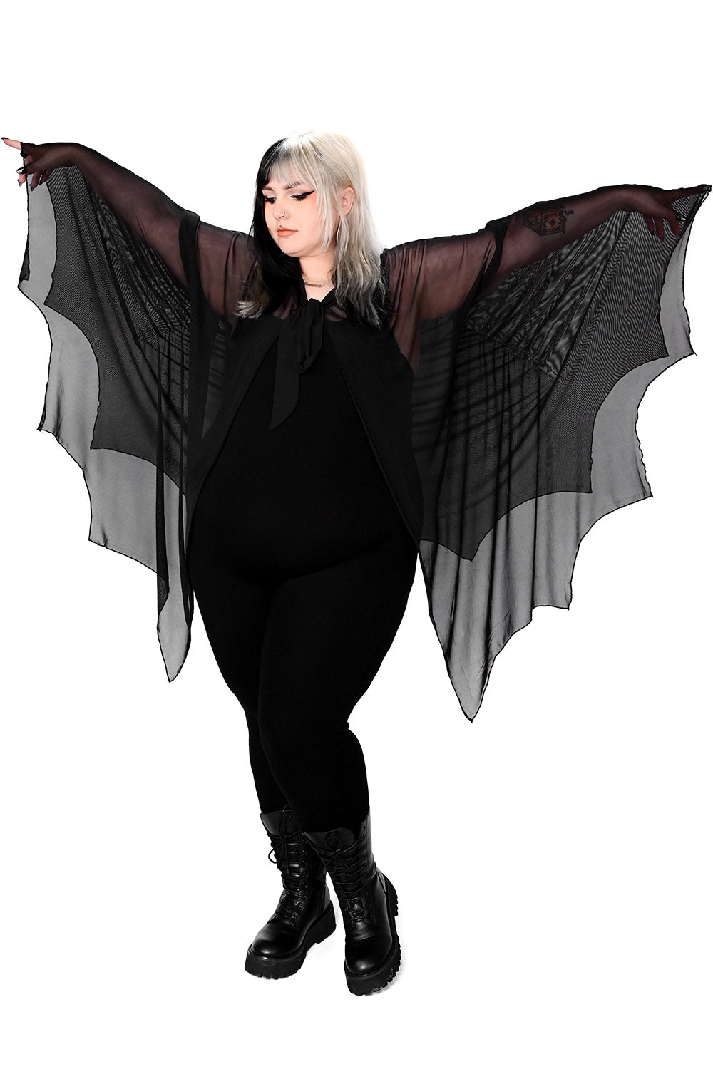 mesh batwing capelet