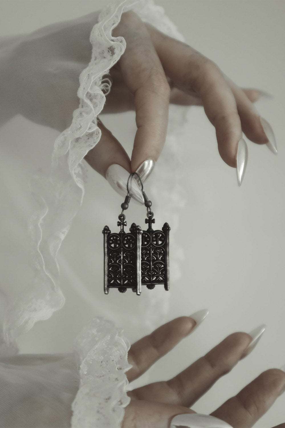 the pretty cult gothic cathedral silver earrings