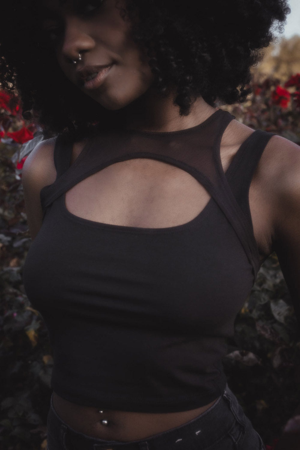 womens chest keyhole cutout gothic top