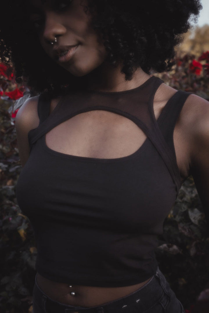 womens chest keyhole cutout gothic top