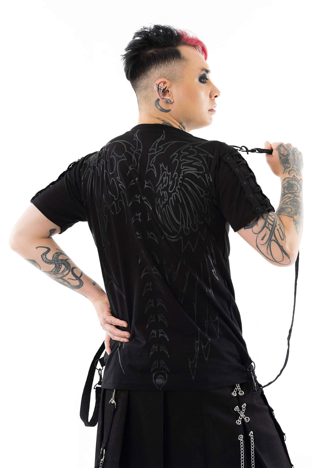 mens grunge goth skeleton spine top