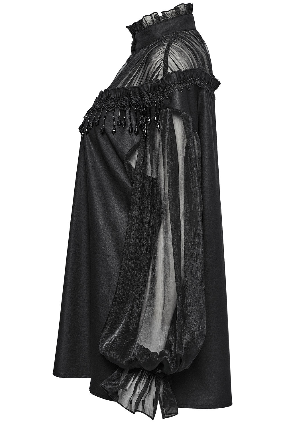 high collar sheer goth top