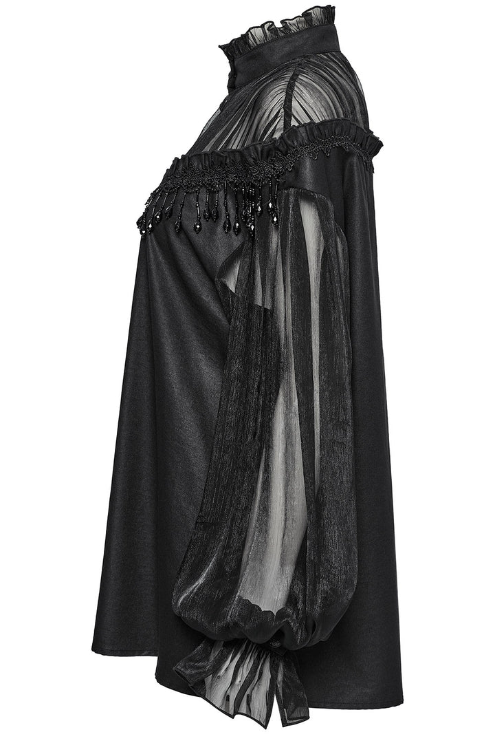 high collar sheer goth top