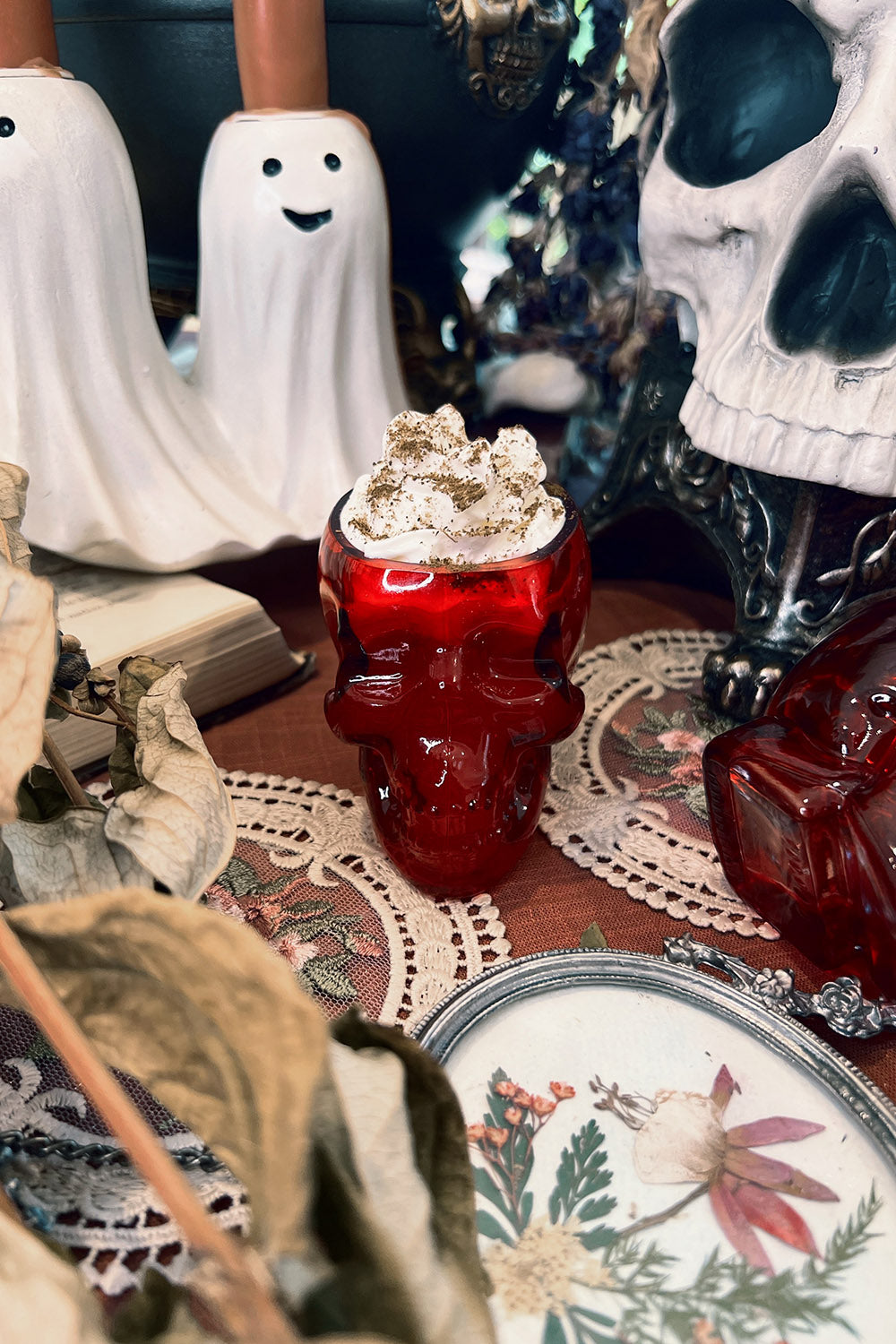 gothic shot glass shaped like a human skull