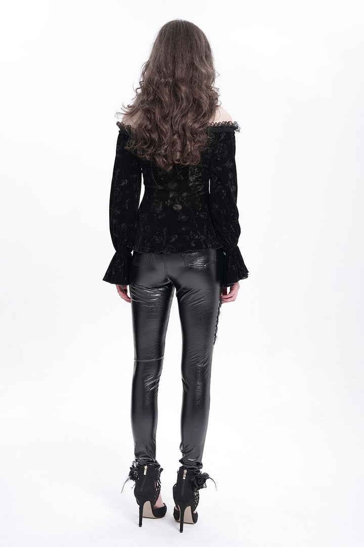 classical gothic vampire black velvet peplum top