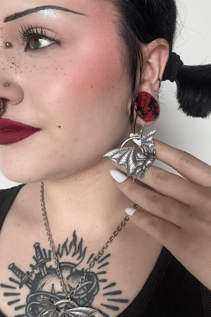 goth bat earrings by mother of hades