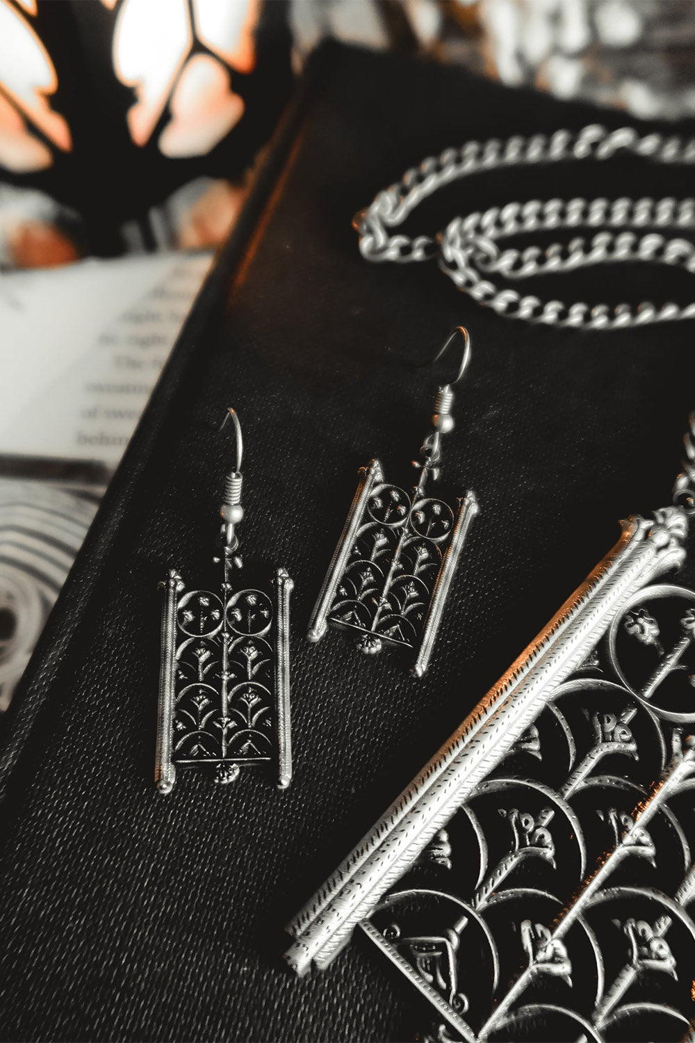 hypoallergenic gothic silver earrings