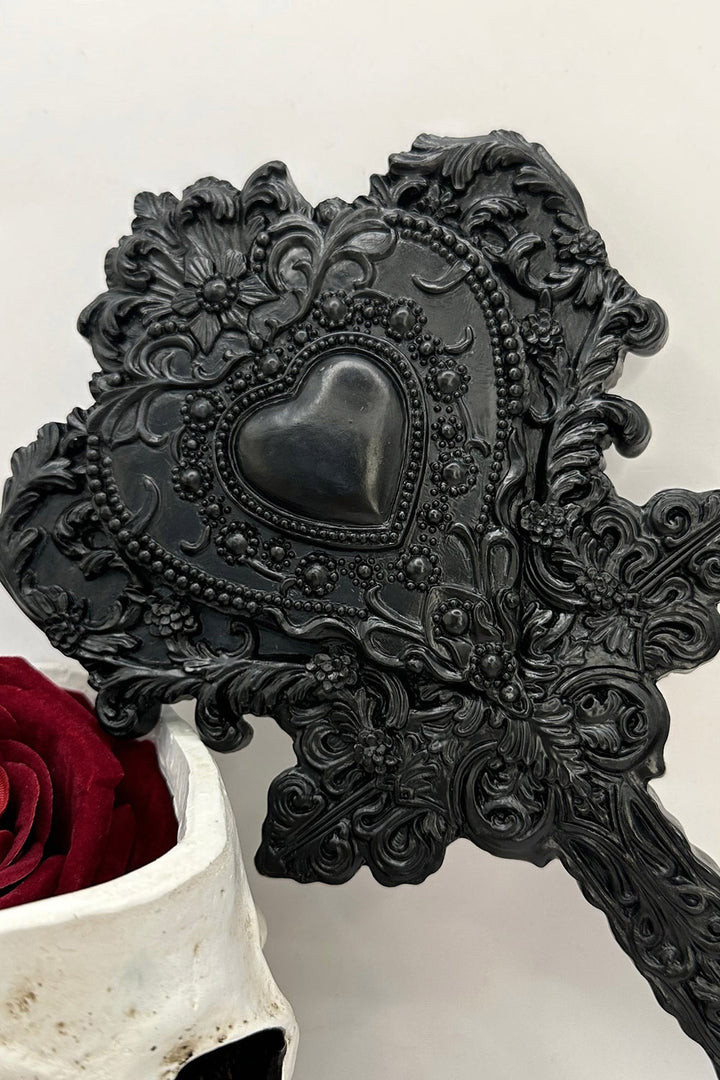 elegant gothic heart shaped makeup mirror 