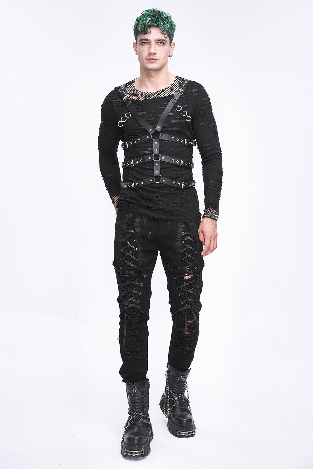 punk leather harness for men