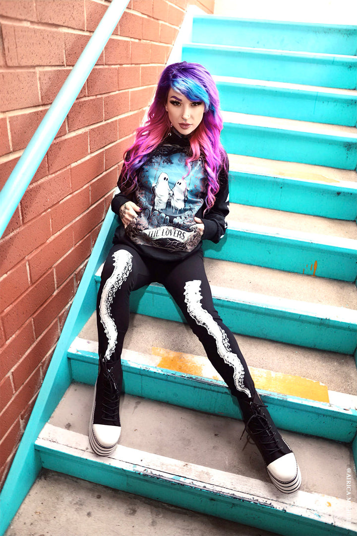 black cotton goth leggings