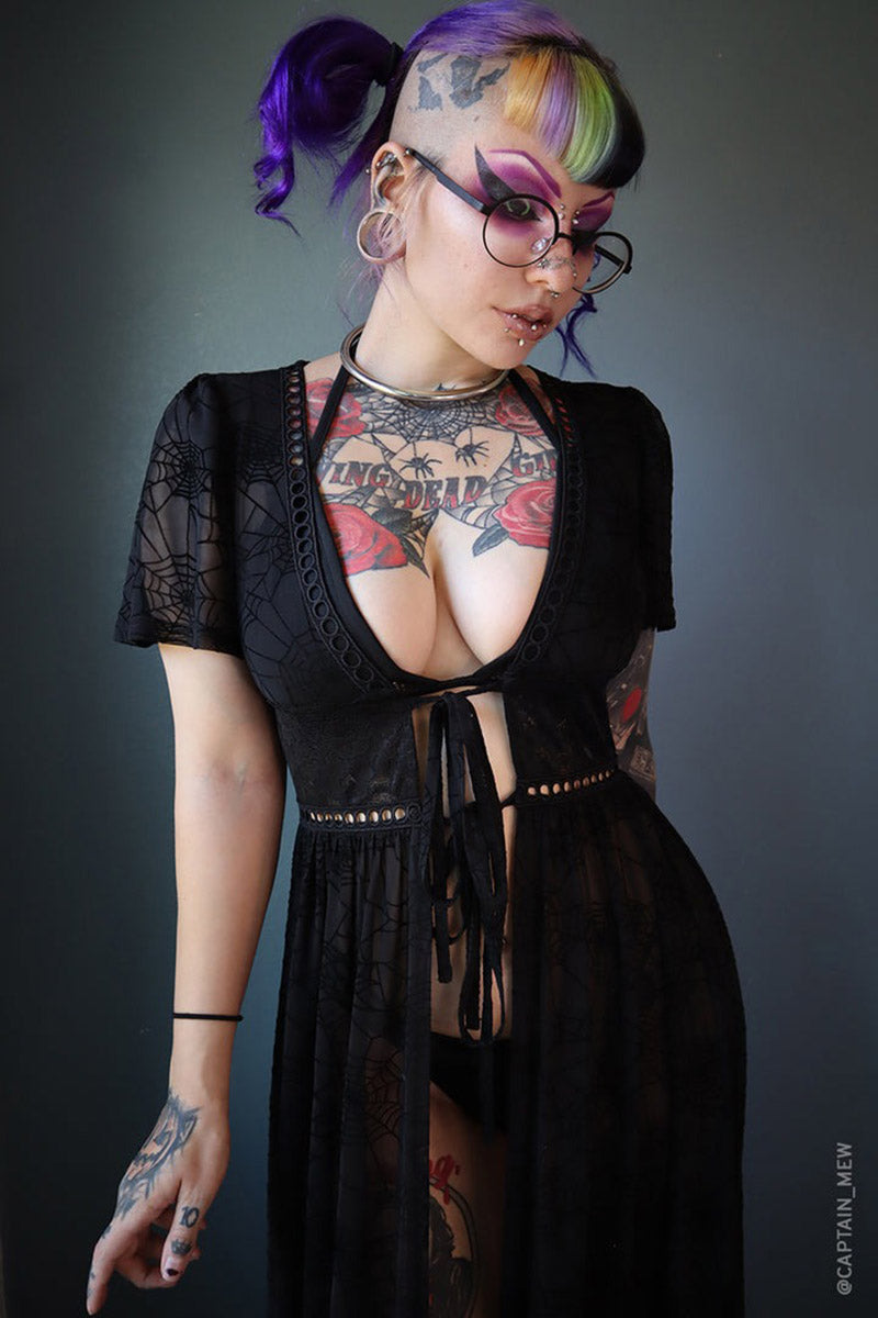 womens goth mesh robe